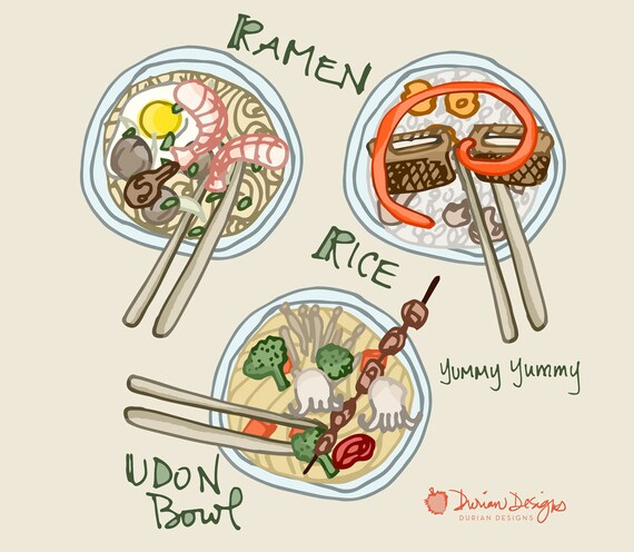 Design your own noodle bowl clip art, commercial use, ramen, udon, rice bowls, Asian food clipart, vegetables, royalty-free instant download