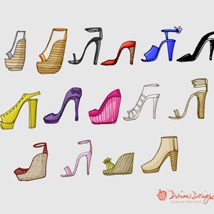 Damen Schuhe Clipart kommerziellen Gebrauch, handgezeichnete Schuh ClipArt, Fersen, Stiletto, Kleid, Füße, Sandalen Doodles, Mädchen sofortigen Download
