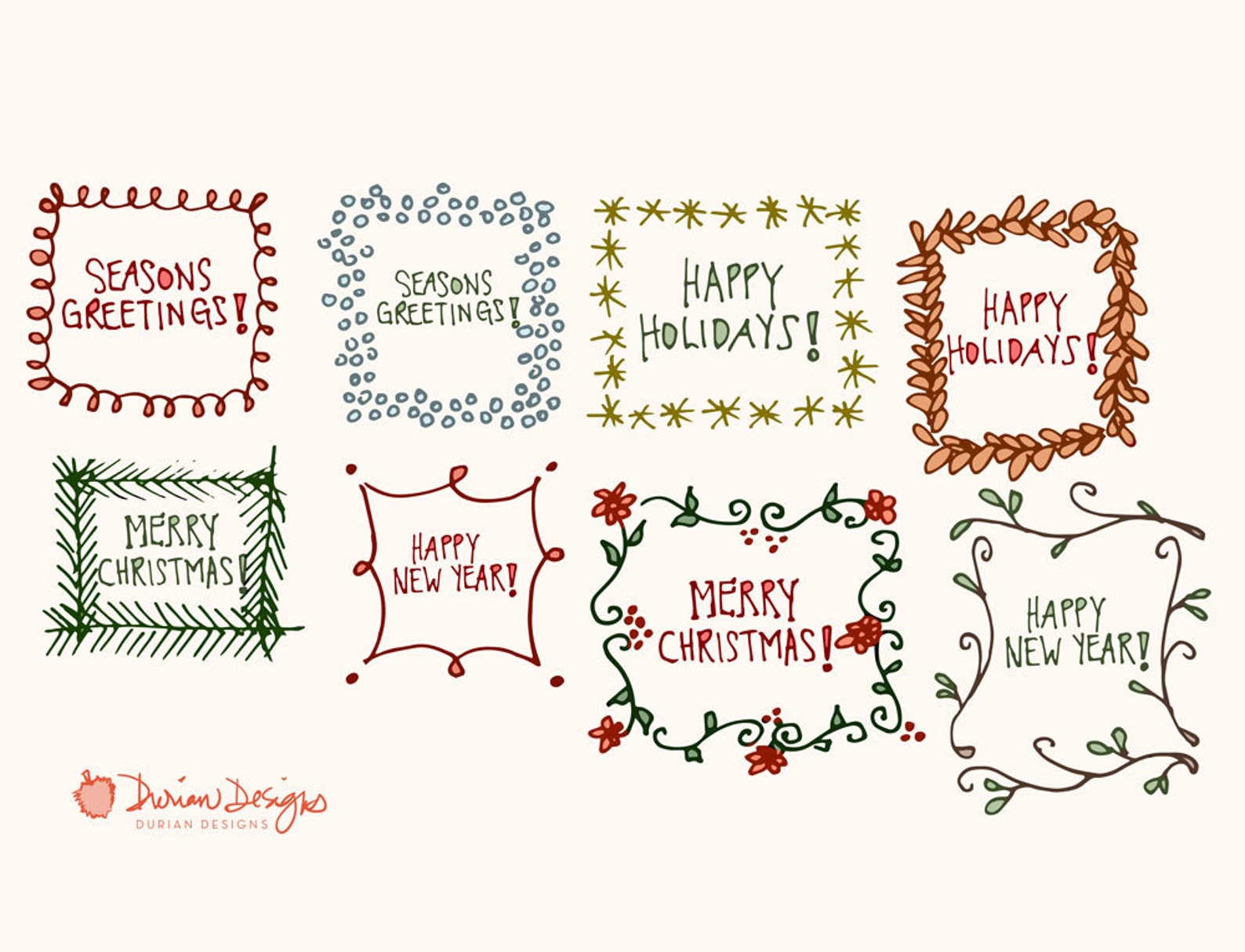 Design Your Own Frames Christmas Border Boxes Clip Art Commercial Use Holiday Rectangular Border 