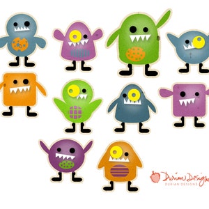 Cute Monster clip art commercial use, silly monsters clipart, party, paper texture, instant download,