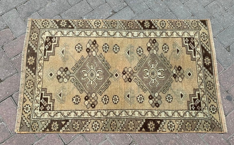 Bohemian Oushak Rug Bedroom Rug Vintage Oushak Rug Oushak Rug Turkish Hand Made Wool Small Rug 2\u20193\u201dx3\u20197\u201d ft. Small Rug Area Small Rug