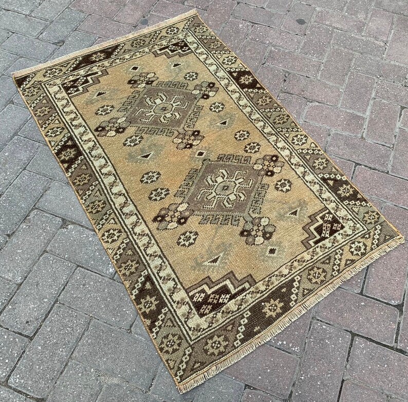 Bohemian Oushak Rug Bedroom Rug Vintage Oushak Rug Oushak Rug Turkish Hand Made Wool Small Rug 2\u20193\u201dx3\u20197\u201d ft. Small Rug Area Small Rug