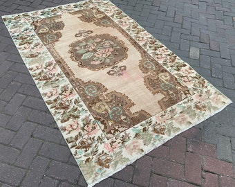 Oushak Rug, Turkish Hand Made Wool Rug, Vintage Rug, Bohemian Rug, Muted Rug, Area Rug, Aztec Rug, Decorative Rug, Bohemian Rug 4’2”x6’6” ft