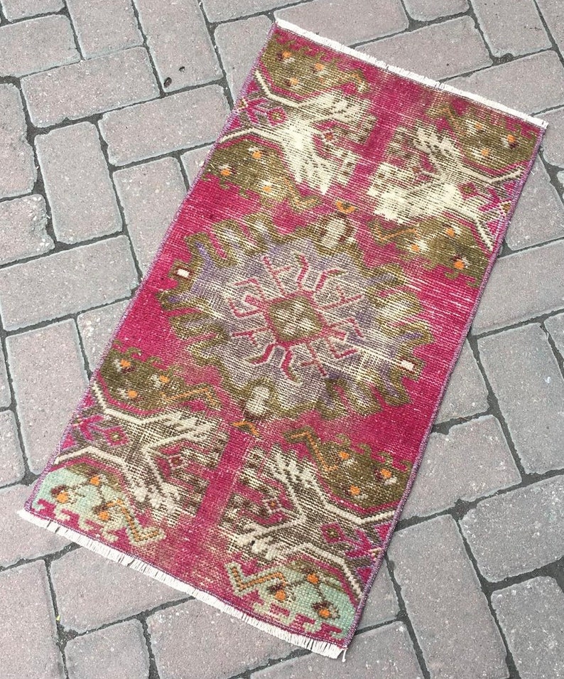 Bohemian rug Small Rug Door Mat Turkish Hand Made Wool Small Rug Area Small Rug Vintage Small Rug Bedroom Rug 1\u20194\u201dx2\u20196\u201d ft. Yoga Mat