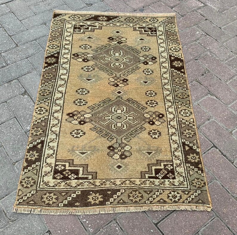 Bohemian Oushak Rug Bedroom Rug Vintage Oushak Rug Oushak Rug Turkish Hand Made Wool Small Rug 2\u20193\u201dx3\u20197\u201d ft. Small Rug Area Small Rug