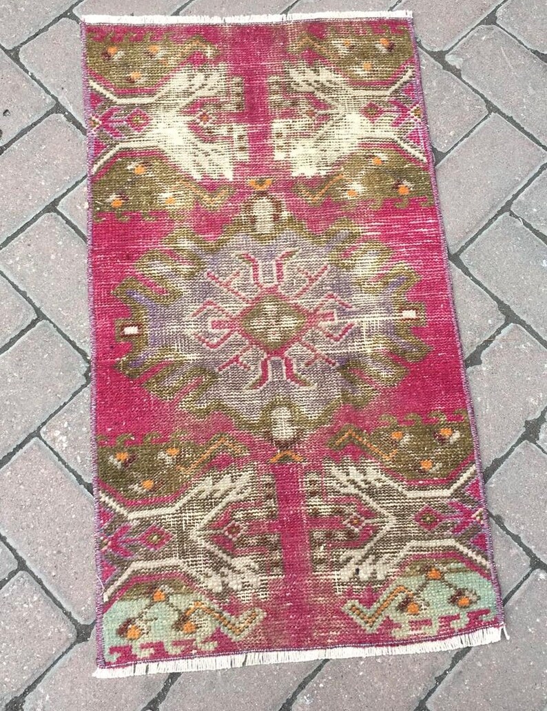 Bohemian rug Small Rug Door Mat Turkish Hand Made Wool Small Rug Area Small Rug Vintage Small Rug Bedroom Rug 1\u20194\u201dx2\u20196\u201d ft. Yoga Mat