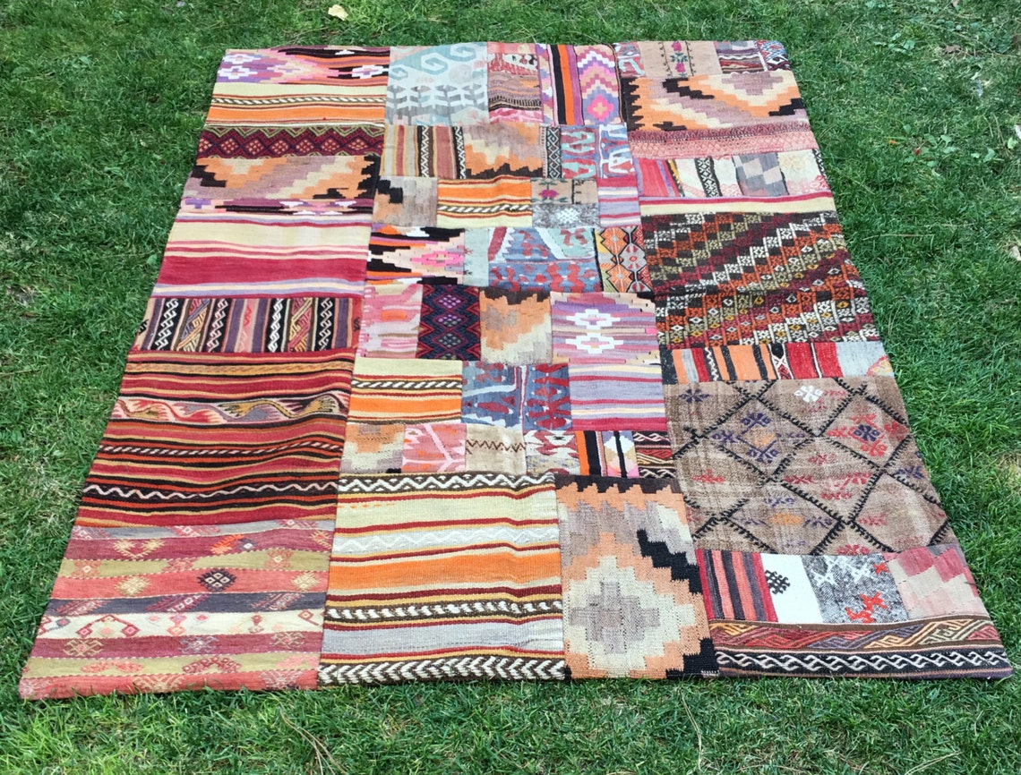 Vintage patchwork kilim rugs Turkish Anatolian kilim hand made Etsy