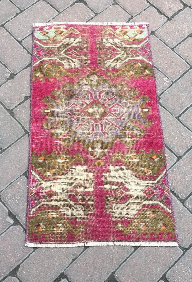 Bohemian rug Small Rug Door Mat Turkish Hand Made Wool Small Rug Area Small Rug Vintage Small Rug Bedroom Rug 1\u20194\u201dx2\u20196\u201d ft. Yoga Mat