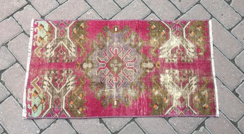 Bohemian rug Small Rug Door Mat Turkish Hand Made Wool Small Rug Area Small Rug Vintage Small Rug Bedroom Rug 1\u20194\u201dx2\u20196\u201d ft. Yoga Mat