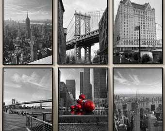 New York Black and White Wall Art Set: Empire state building | Manhattan bridge print