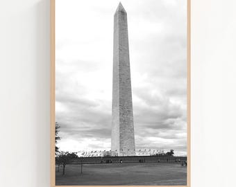 Washington Monument Print | Black and White Photography (Digital Download)