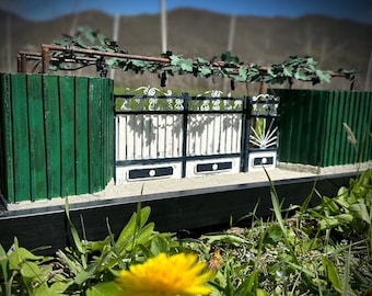 A real house miniature model | Green gate | Miniature | tiny house | Gate Diorama | Scale | Dollhouse | Dollhouse kit | Memories | Unique