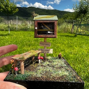Miniature street library | Delightful gift for bibliophiles | Teacher&#39;s gift | Mini library | Book lovers | Nostalgic gift | bookcases