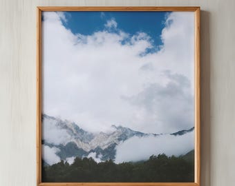 Dramatic Clouds Over Snowy Peaks Digital Download | Serene Highland Nature Photo