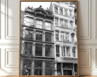 SOHO NYC Building facade digital wall art: black and white print
