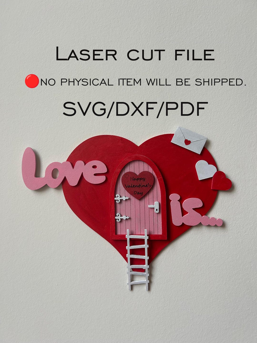 3D Valentine's Day Decors Laser Cut | Love Is… Fairy Door DXF - Etsy