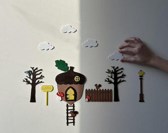 Acorn Fairy House SVG | Woodland Nursery Wall Decor | Laser Cut Files