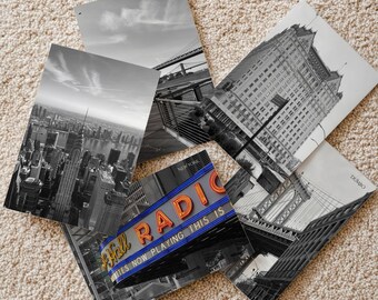 New York City Building Postcard Bundle | Black and White Moody NYC Skyline