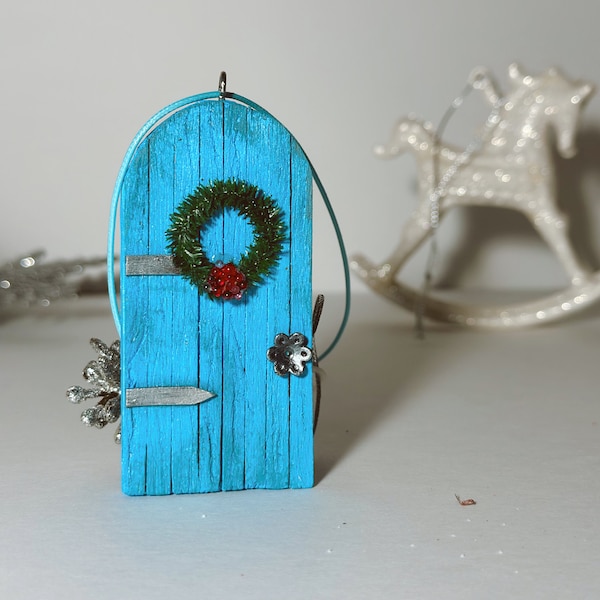 Fairy Door in Blue | Blue Fairy door | Fairy door for tree | Fairy garden | Fairytale door | Tooth Fairy door |Outdoor Decor |Christmas gift