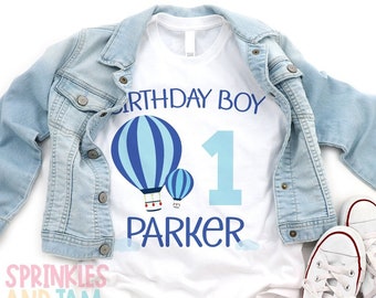 Birthday Boy shirt, Hot Air Balloon birthday shirt, Air Balloon 1st birthday - Cute - baby toddler youth shirt - any age - SHORTSLV