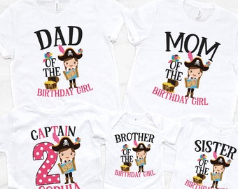 Pirate birthday shirt girls, family pirate birthday shirts, matching birthday family shirt, toddler, mom, dad, sibling shirts, Brunette