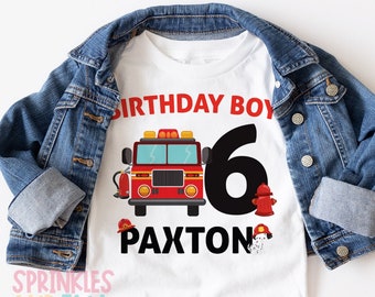 Fireman birthday shirt, first birthday shirt first responder, 4th birthday, firefighter, 6th birthday shirt, Any Age - SHORTSLV