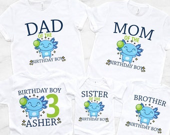 Axolotl birthday shirt, boys, undersea, dragon 1st birthday, 4th birthday shirt, baby toddler youth shirt - any age - SHORTSLV