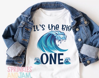 Surfer birthday party - Big One - 1st birthday - 1st birthday boy - beach - wave - Surfer birthday shirt - SHORTSLV