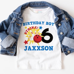 Bowling Birthday Shirt for Boys | Birthday Boy Bowling Party Tee | I&#39;m 6 I&#39;m 8 I&#39;m 9 Shirt | Bowling Birthday Outfit | Any Age