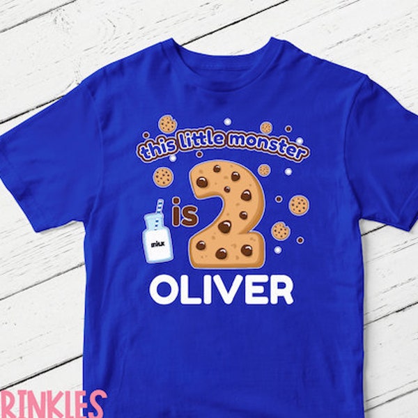 Cookies and Milk Birthday, 2nd Birthday Boy, Monster Cookie Birthday Shirt, Cookie 1st Birthday Shirt - SHORTSLV