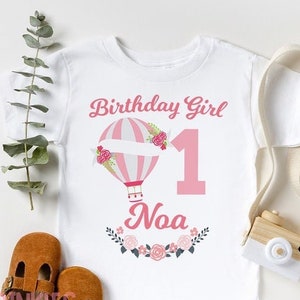 Birthday girl shirt - Hot Air Balloon birthday shirt - Air Balloon 1st birthday - Cute - baby toddler youth shirt - any age - SHORTSLV