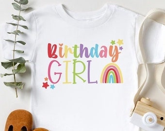 Birthday girl shirt - Rainbow birthday shirt - Rainbow 1st birthday - Baby Girl - Kawaii - baby toddler youth shirt - any age - SHORTSLV