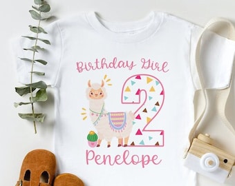 Llama Birthday Shirt - Llama 2nd Birthday - Llama Shirt Baby Girl - Alpaca - First Birthday - Girls Birthday Shirt ANY AGE - SHORTSLV