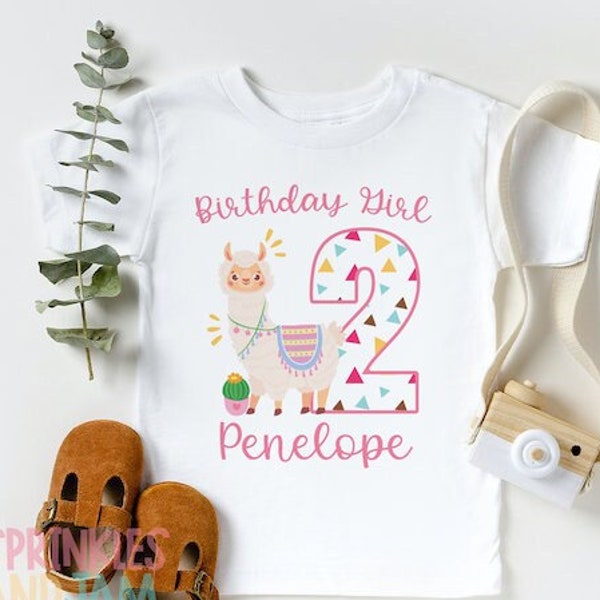 Llama Birthday Shirt - Llama 2nd Birthday - Llama Shirt Baby Girl - Alpaca - First Birthday - Girls Birthday Shirt ANY AGE - SHORTSLV