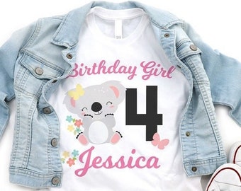Koala birthday shirt | Birthday Girl Shirt | Kawaii Koala | baby toddler youth shirt | any age | customized shirt