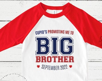 Valentines Big Brother Shirt - Big Brother To Be - Valentine Pregnancy Announcement - Announcement to Dad - RAGLAN