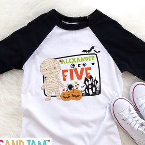 Birthday Boy Shirt - Halloween Birthday Shirt For Boys - Halloween 1st Birthday - Mummy Birthday Shirt - Any Age- RAGLAN