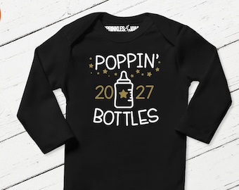 Funny 'Poppin Bottles' New Year Onesie® - Custom Year 2027 Baby Outfit