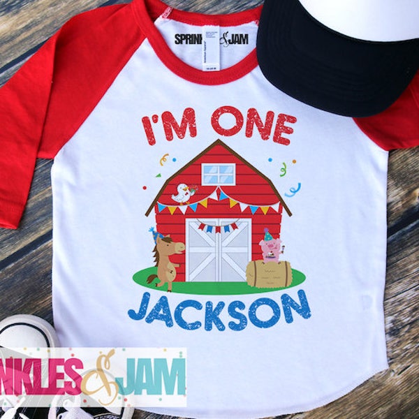 Farm Birthday Shirt - 1st Birthday Shirt Boy - Farm Birthday Shirt Boy - 1st Birthday Boy, Farm Birthday, Boys Birthday - RAGLAN