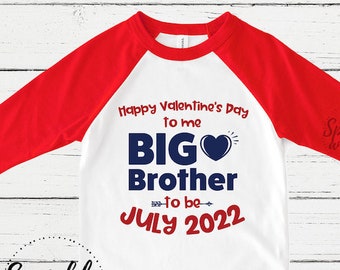 Valentines Big Brother Shirt - Big Brother To Be - Valentine Pregnancy Announcement - Announcement to Dad - RAGLAN