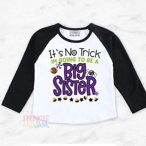 Big Sister Halloween Pregnancy Announcement Raglan Shirt