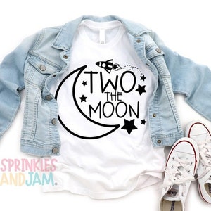 Two the moon shirt - Outer Space Birthday - Two The Moon 2nd birthday shirt - Moon Birthday - 2nd birthday shirt boy - girl - SHORTSLV