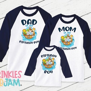 Noah&#39;s Ark Birthday Family Shirts: Matching Navy Raglan Tees