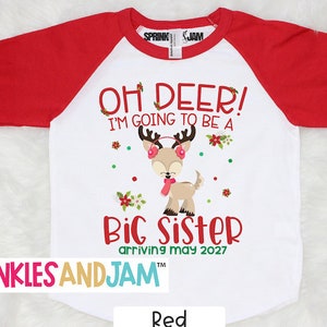 Oh Deer Big Sister - Big Sister To Be - Christmas Big Sister - Christmas Pregnancy Announcement Shirt - Christmas Baby Announcement