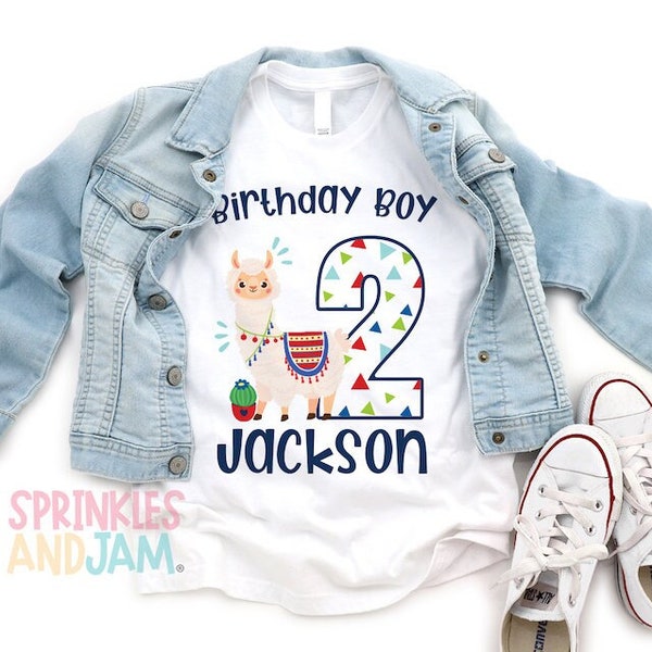 Llama Birthday Shirt - Llama 2nd Birthday - Llama Shirt Baby Boy - Alpaca - First Birthday - Boys Birthday Shirt ANY AGE - SHORTSLV