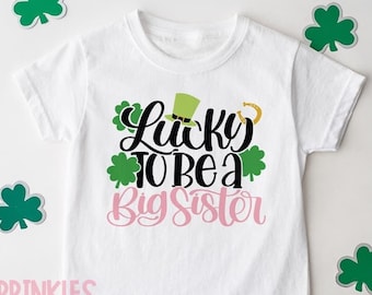 St Patricks day shirt, Big Sister St Patricks Shirt, Sister to be Patricks day pregnancy announcement, Kids, Toddler, Youth - SHORTSLV