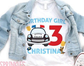 Police birthday shirt, birthday girl shirt, 1st birthday, police woman birthday, police office birthday, 2nd birthday, Any Age - SHORTSLV