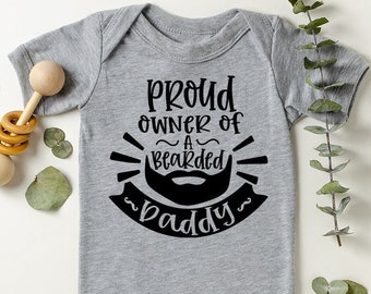 Bearded Daddy Onesie ®, funny fathers day baby bodysuit, proud owner of a bearded daddy, baby, kids, youth, 1st fathers day