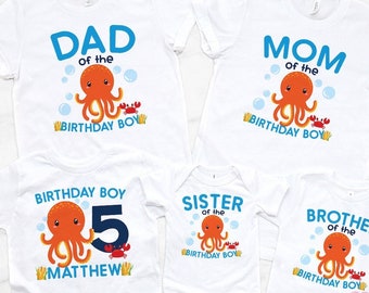 Octopus birthday shirt family, undersea birthday boy, 1st, aquarium, matching family birthday shirt, parent birthday shirt, sibling, Any Age