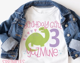 Dinosaur birthday shirt, 1st Birthday, 3rd birthday, pink dino, Trex Birthday Shirt, personalized dinosaur birthday girl shirt for Any Age